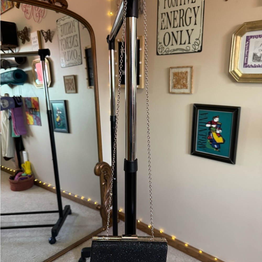 Lulu Townsend Black Clutch with Silver Chain